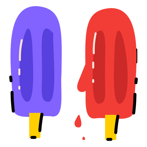 Dos palitos de helado planos Diseño PNG