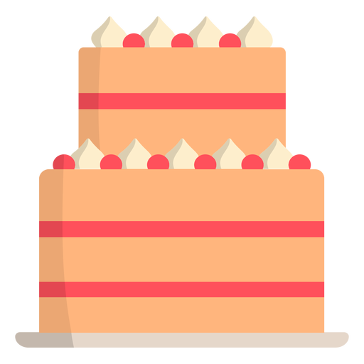 Wedding cake strawberry flat PNG Design