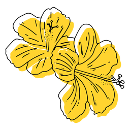 Dibujado a mano flores hawaianas amarillas Diseño PNG