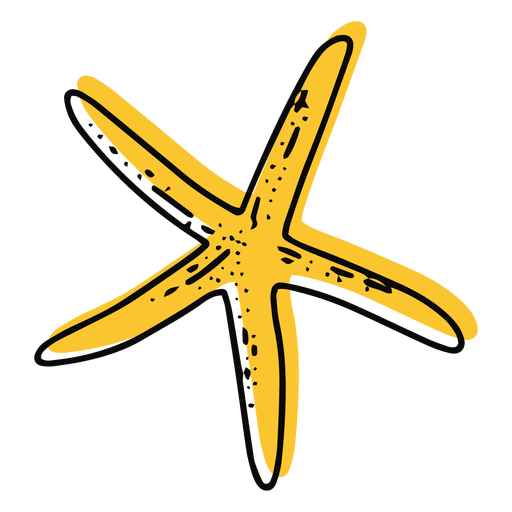 Trazo de estrella de mar delgada amarilla Diseño PNG