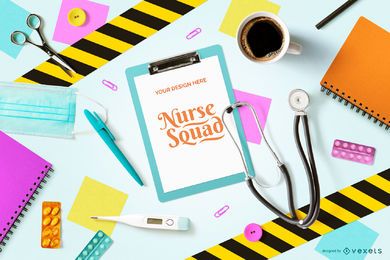 Colorful Nursery Composition Clipboard Mockup Colorful Nursery Composition Clipboard Mockup
