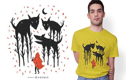 Red Riding Hood Illustration T-shirt Design Red Riding Hood Illustration T-shirt Design