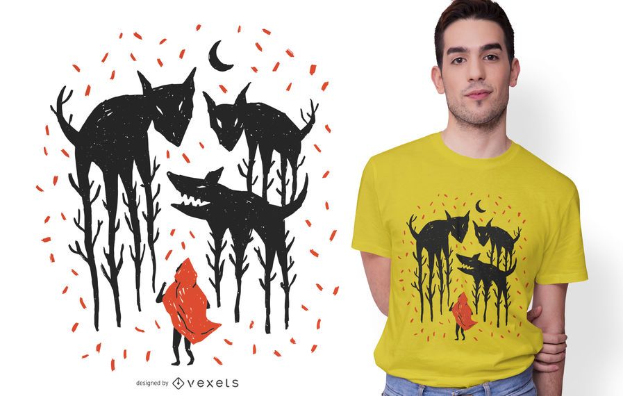 Rotkäppchen Illustration T-Shirt Design Rotkäppchen Illustration T-Shirt Design