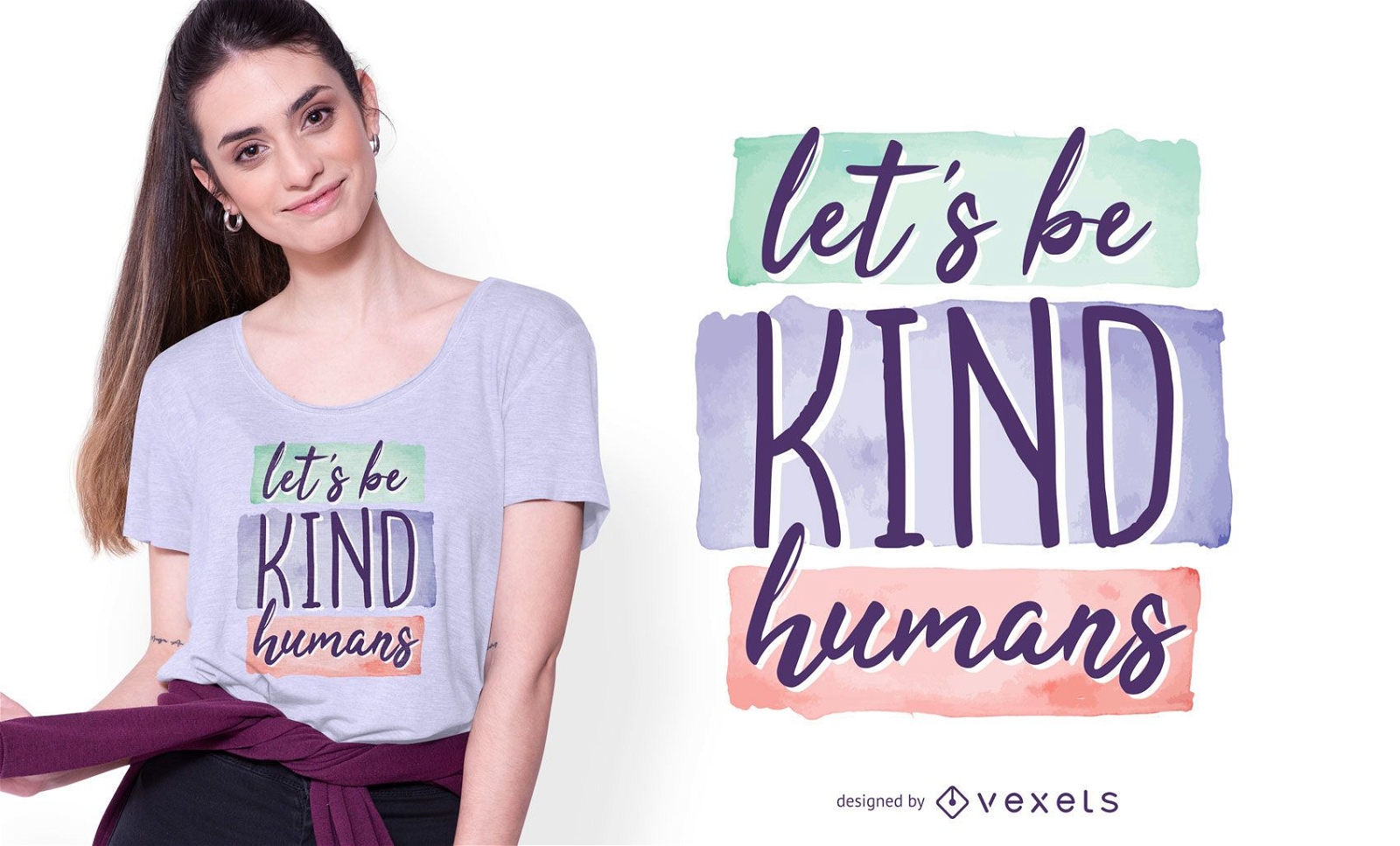 Let's Be Kind Humans Lettering T-shirt Design