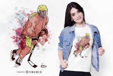 Ice Hockey Player Watercolor T-shirt Design Ice Hockey Player Watercolor T-shirt Design