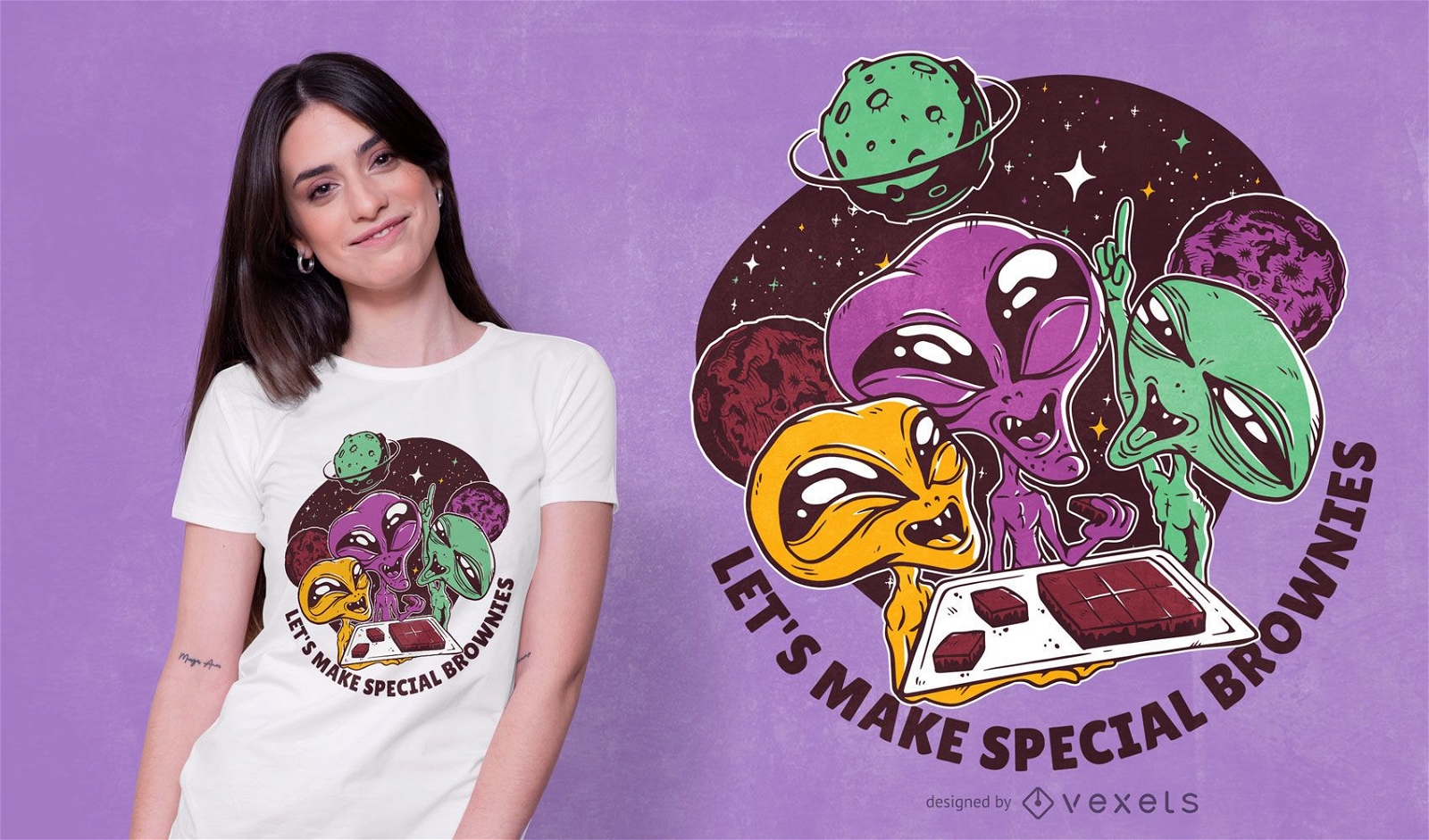 Aliens und Brownies T-Shirt Design