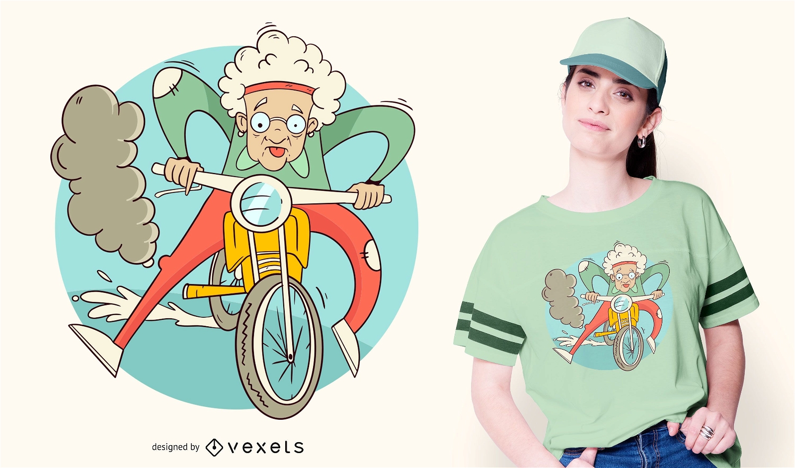 Granny Motorcycle T-shirt Design