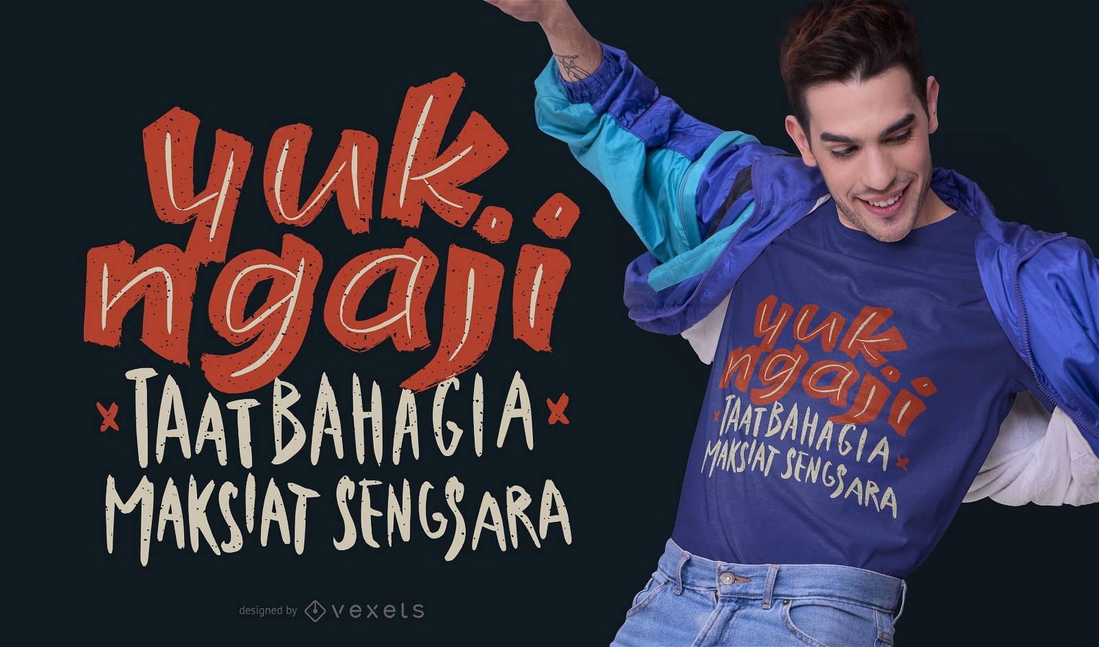 Design de camiseta com citações indonésias