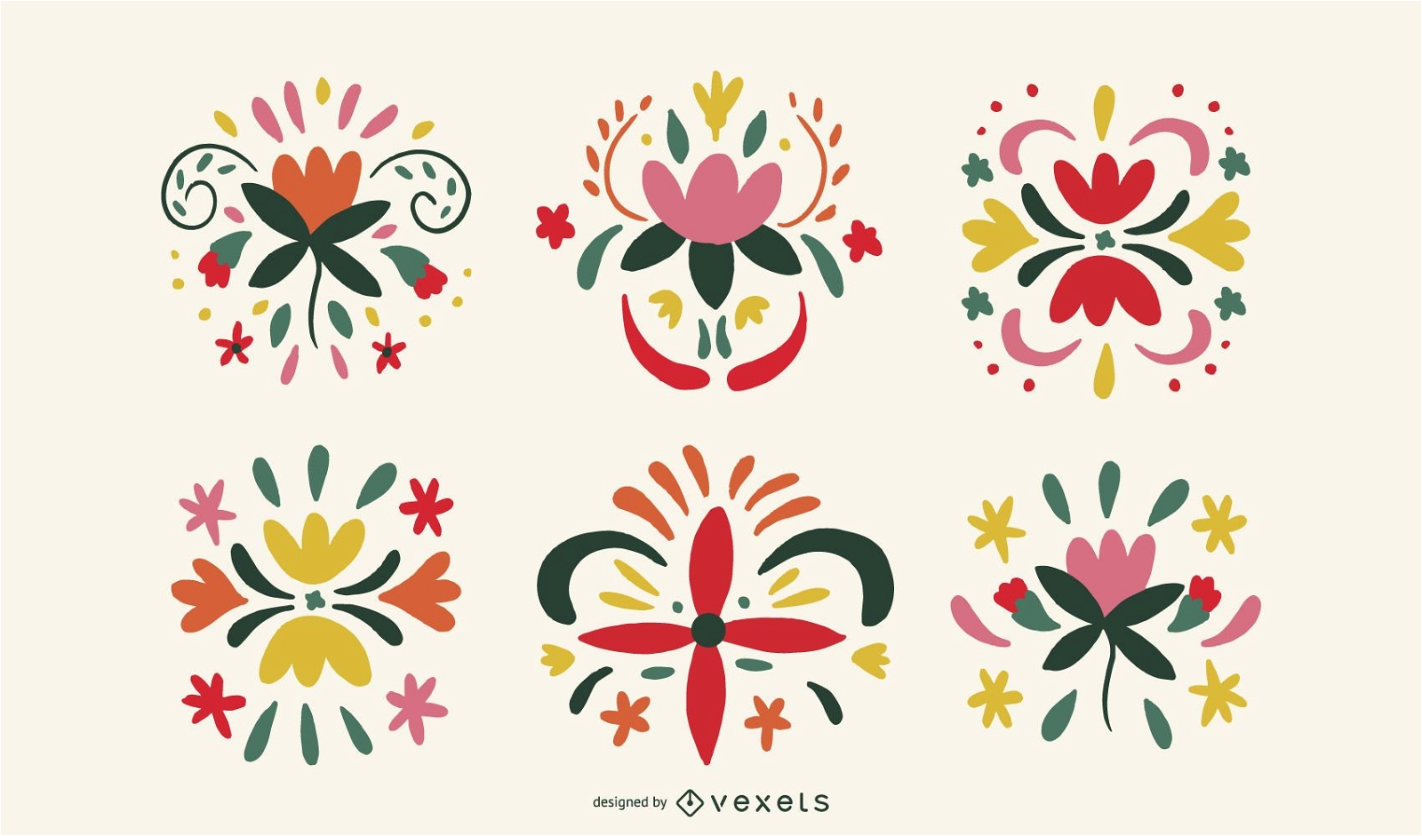 Paquete de ilustraciones de flores coloridas