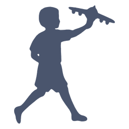 Menino brincando com a silhueta do avião Desenho PNG