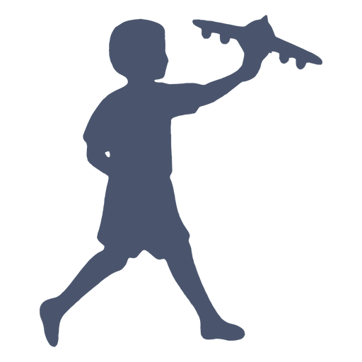 Download Boy playing with plane silhouette - Transparent PNG & SVG ...