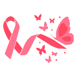 Cinta de cáncer de mama con mariposas Diseño PNG Transparent PNG
