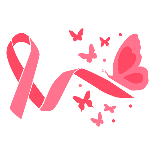 Download Breast cancer ribbon with butterflies - Transparent PNG ...
