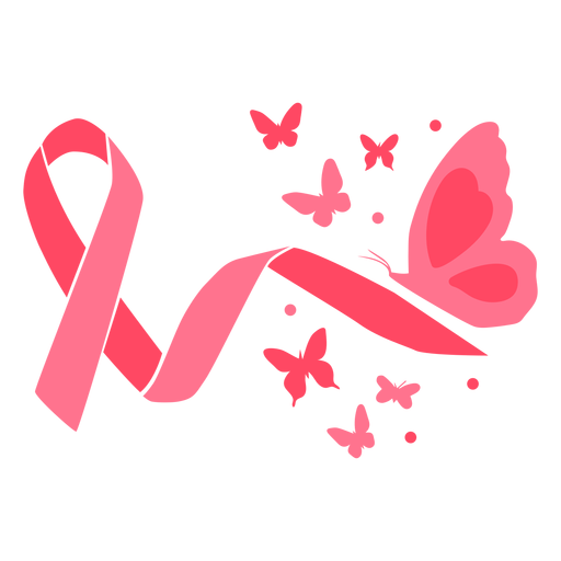 Cinta de cáncer de mama con mariposas Diseño PNG