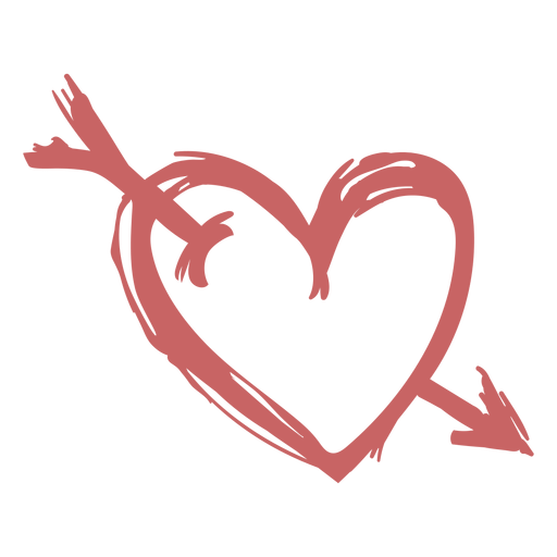 Brushed heart with arrow PNG Design