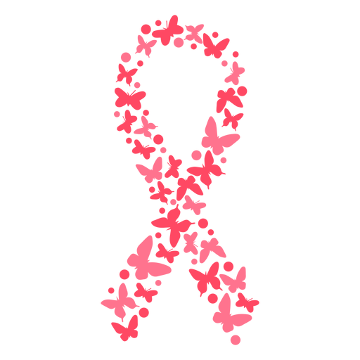 Butterfly silhouette breast cancer ribbon PNG Design