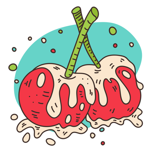 Cherries in chocolate cartoon PNG Design