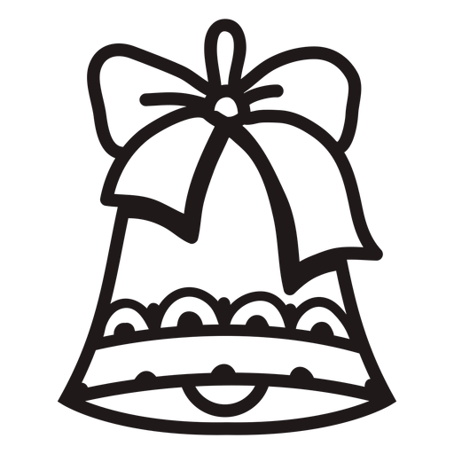 Christmas bell with ribbon stroke PNG Design