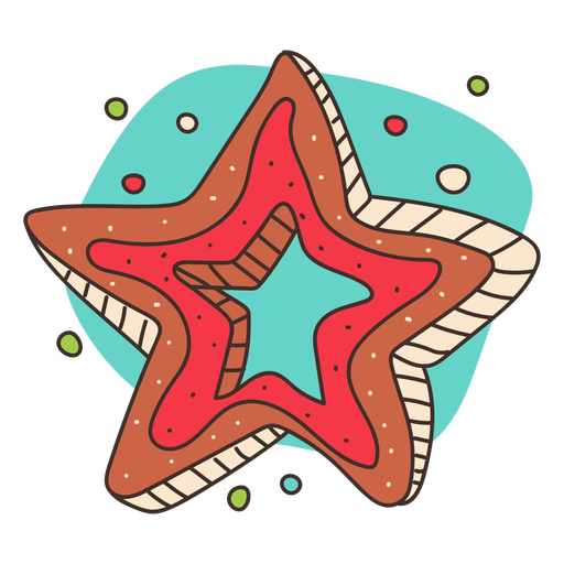 Christmas star cookie colored PNG Design