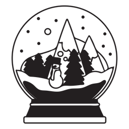 Christmas tree scene snow globe stroke PNG Design