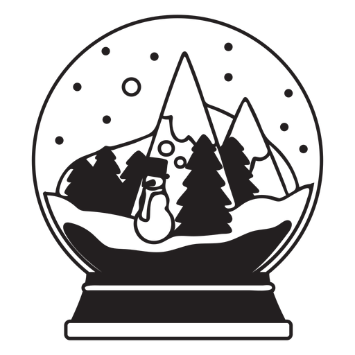 Escena del ?rbol de navidad trazo de globo de nieve Diseño PNG