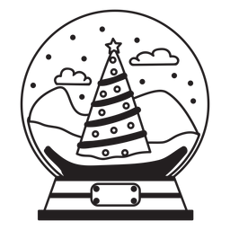 Christmas tree snow globe stroke PNG Design