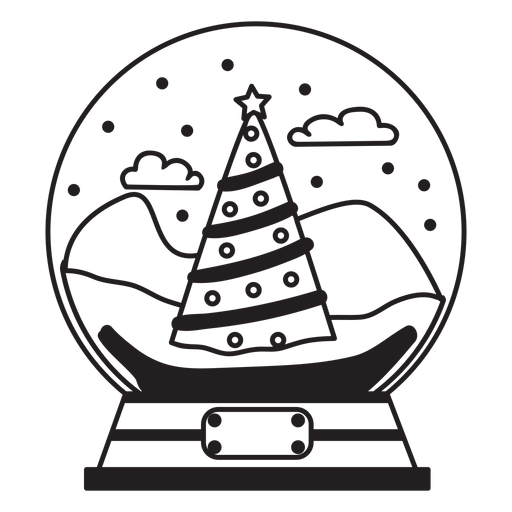 Christmas tree snow globe stroke PNG Design