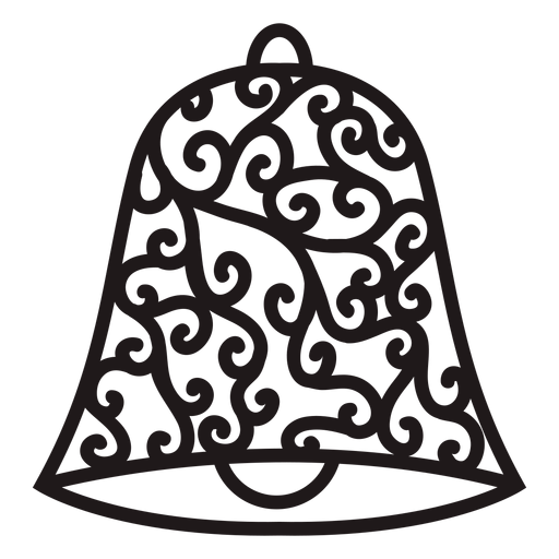 Floral swirls christmas bell silhouette