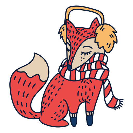 Fuchs mit Schal Cartoon PNG-Design