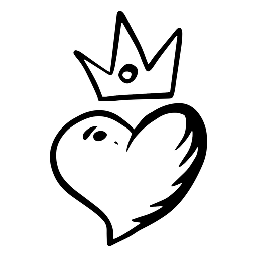 Heart with crown silhouette PNG Design