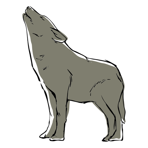 Howling wolf sketch PNG Design