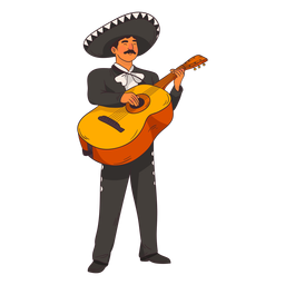 Dibujos animados de guitarrista de mariachi Diseño PNG