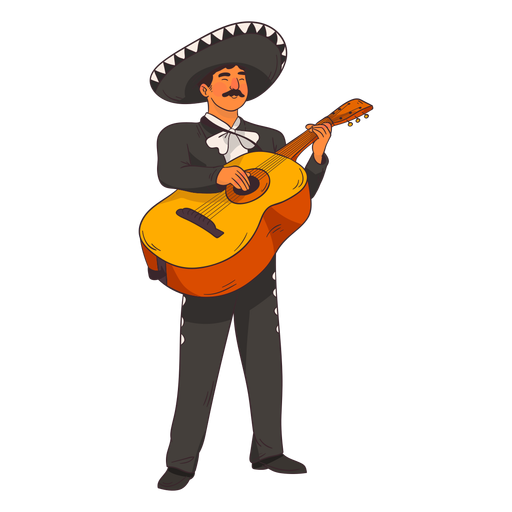 Dibujos animados de guitarrista de mariachi Diseño PNG