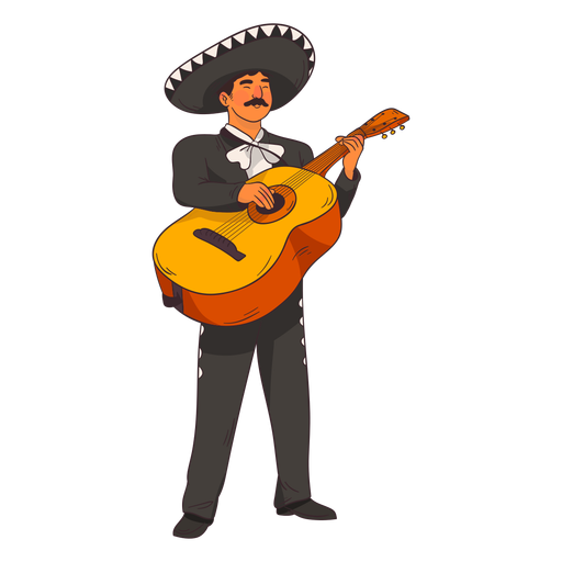 Mariachi guitar player cartoon - Transparent PNG & SVG vector file