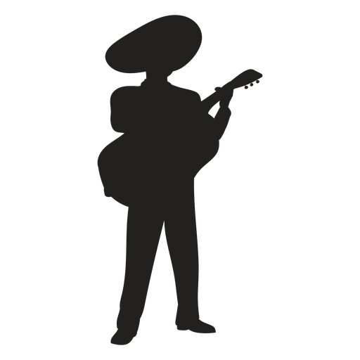 Mariachi guitar player silhouette PNG Design