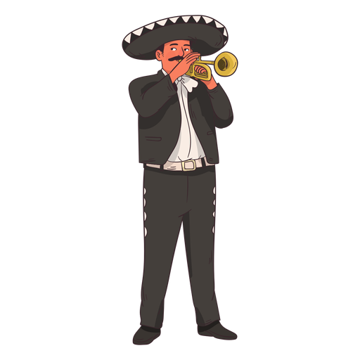 Mariachi trumpet player cartoon PNG Design