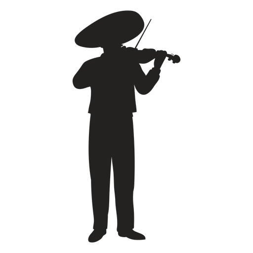 Mariachi violin player silhouette