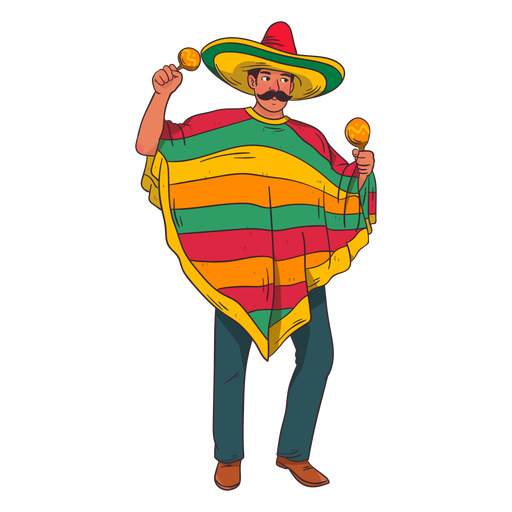 Desenho de jogador de maracas mexicanas