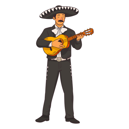 Caricatura de personaje de mariachi mexicano Diseño PNG
