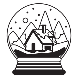Batida de globo de neve em chalé de montanha Desenho PNG