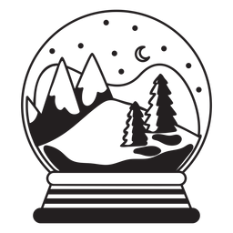 Mountain scene snow globe stroke PNG Design