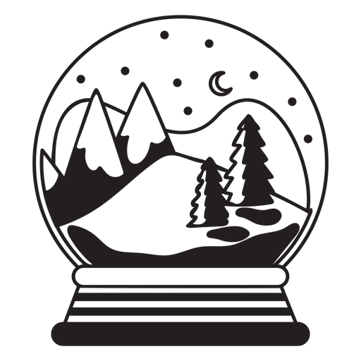 Download Mountain scene snow globe stroke - Transparent PNG & SVG ...
