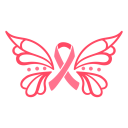 Cinta de cáncer de mama mariposa ornamentada Diseño PNG