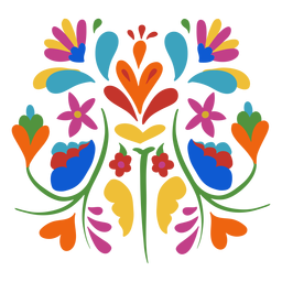 Composição floral estilo Otomi Desenho PNG