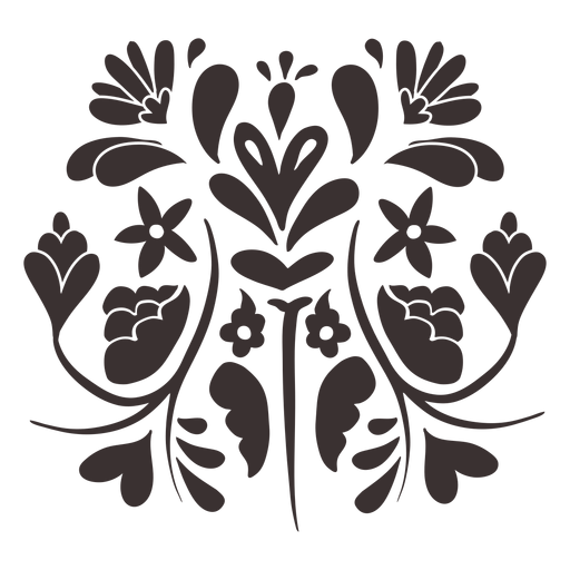 Otomi style floral composition silhouette PNG Design