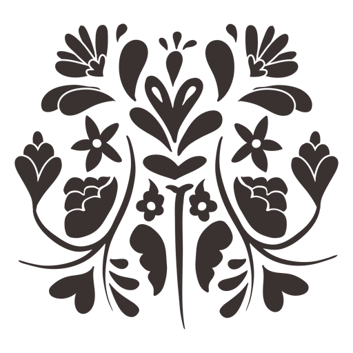 Silhueta de composição floral estilo Otomi Desenho PNG