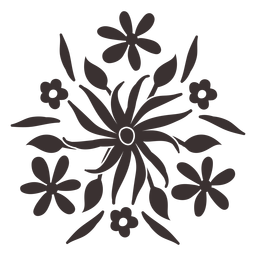 Silueta de adorno floral estilo otomí Diseño PNG