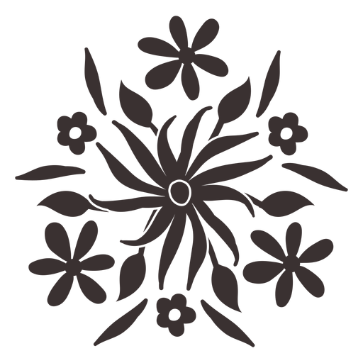 Otomi style floral ornament silhouette PNG Design
