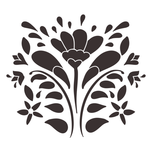 Silueta de adorno de flor de estilo otomí Diseño PNG