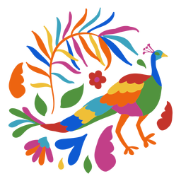Pavo real estilo otomí Diseño PNG